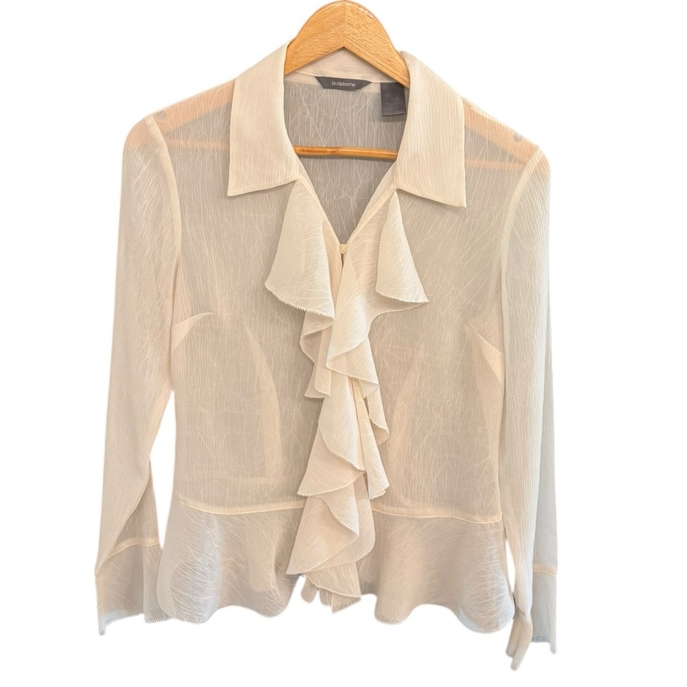 Vintage Liz Claiborne Ruffle Button Down Top